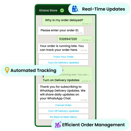WhatsApp for online orders tracking